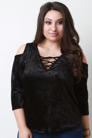 Crush Velvet Criss Cross Design Top
