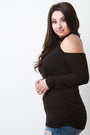Jersey Knit Cold Shoulder Surplice Fitted Top