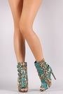 Python Print Strappy Buckled Straps Stiletto Booties