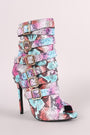 Python Print Strappy Buckled Straps Stiletto Booties