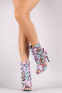Python Print Strappy Buckled Straps Stiletto Booties