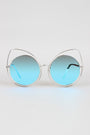 Wire Frame Cat Eye Mirrored Sunglasses