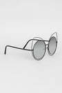 Wire Frame Cat Eye Mirrored Sunglasses