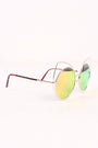 Wire Frame Cat Eye Mirrored Sunglasses