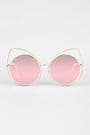 Wire Frame Cat Eye Mirrored Sunglasses