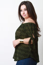 Off The Shoulder Knitted Tie Sleeve Top