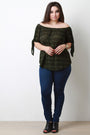 Off The Shoulder Knitted Tie Sleeve Top