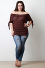 Off The Shoulder Knitted Tie Sleeve Top