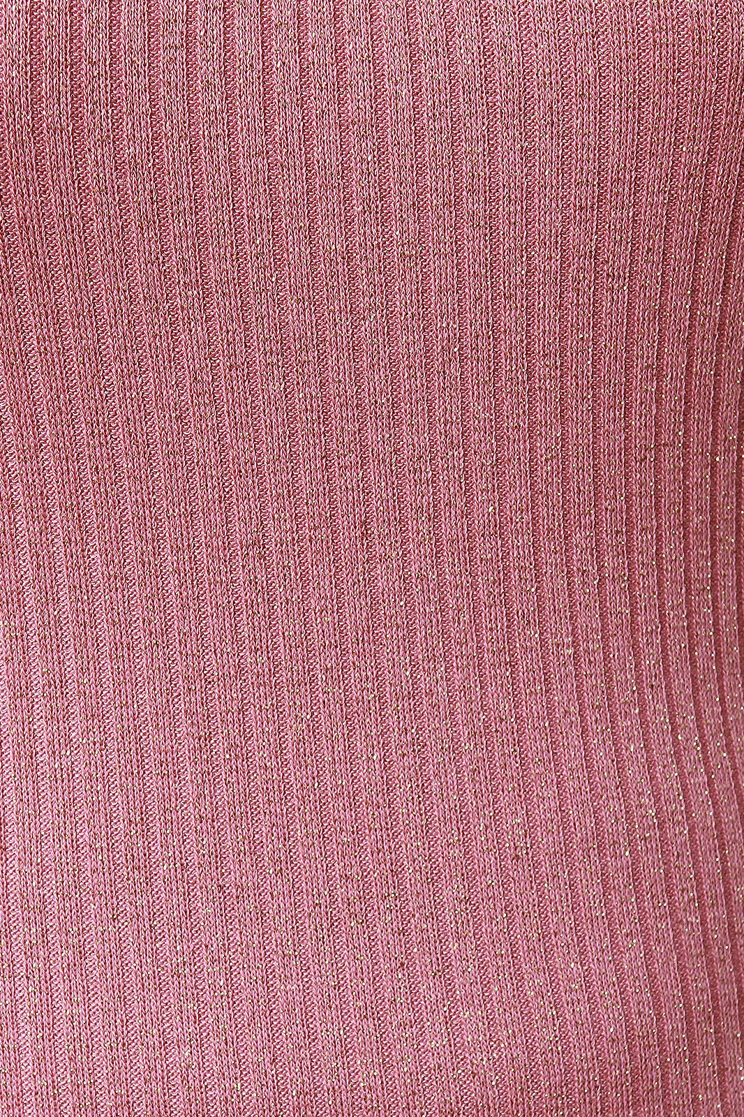 Caged Back Metallic Ribbed Knit Midi Dress