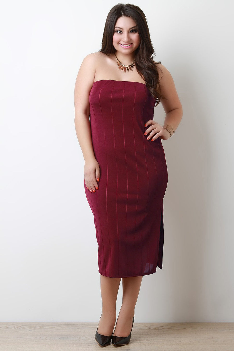 Plus Size Vertical Tube Bandage Dress