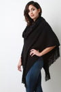 Textured Knit Cowl Neck Poncho