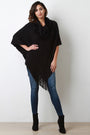 Textured Knit Cowl Neck Poncho