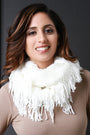 Fuzzy Stripe Knit Fringe Circle Scarf - NoveltyOne