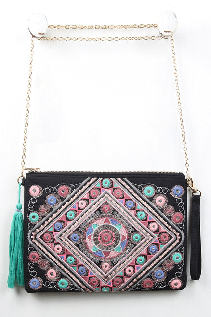 Colorful Embroidered Clutch