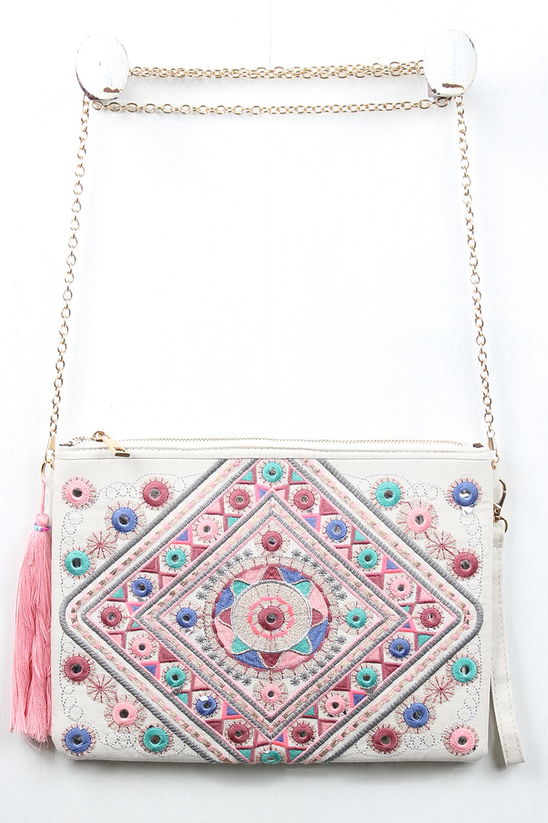 Colorful Embroidered Clutch