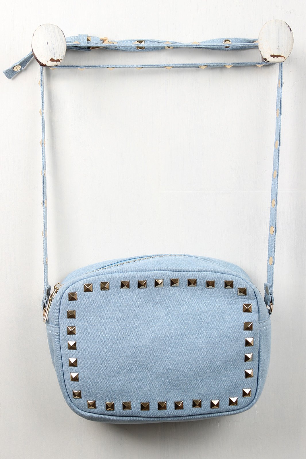 Studded Denim Mini Bag