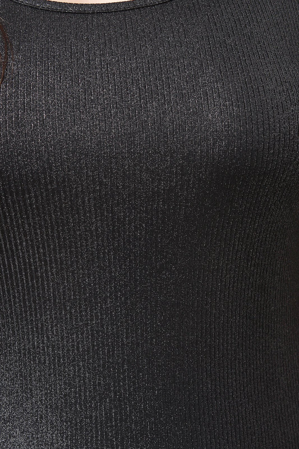 Rib Knit Shimmer Sleeveless Dress