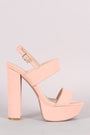 Qupid Nubuck Double Band Slingback Platform Heel