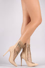 Shoe Republic LA Caged Pointy Toe Stiletto Booties