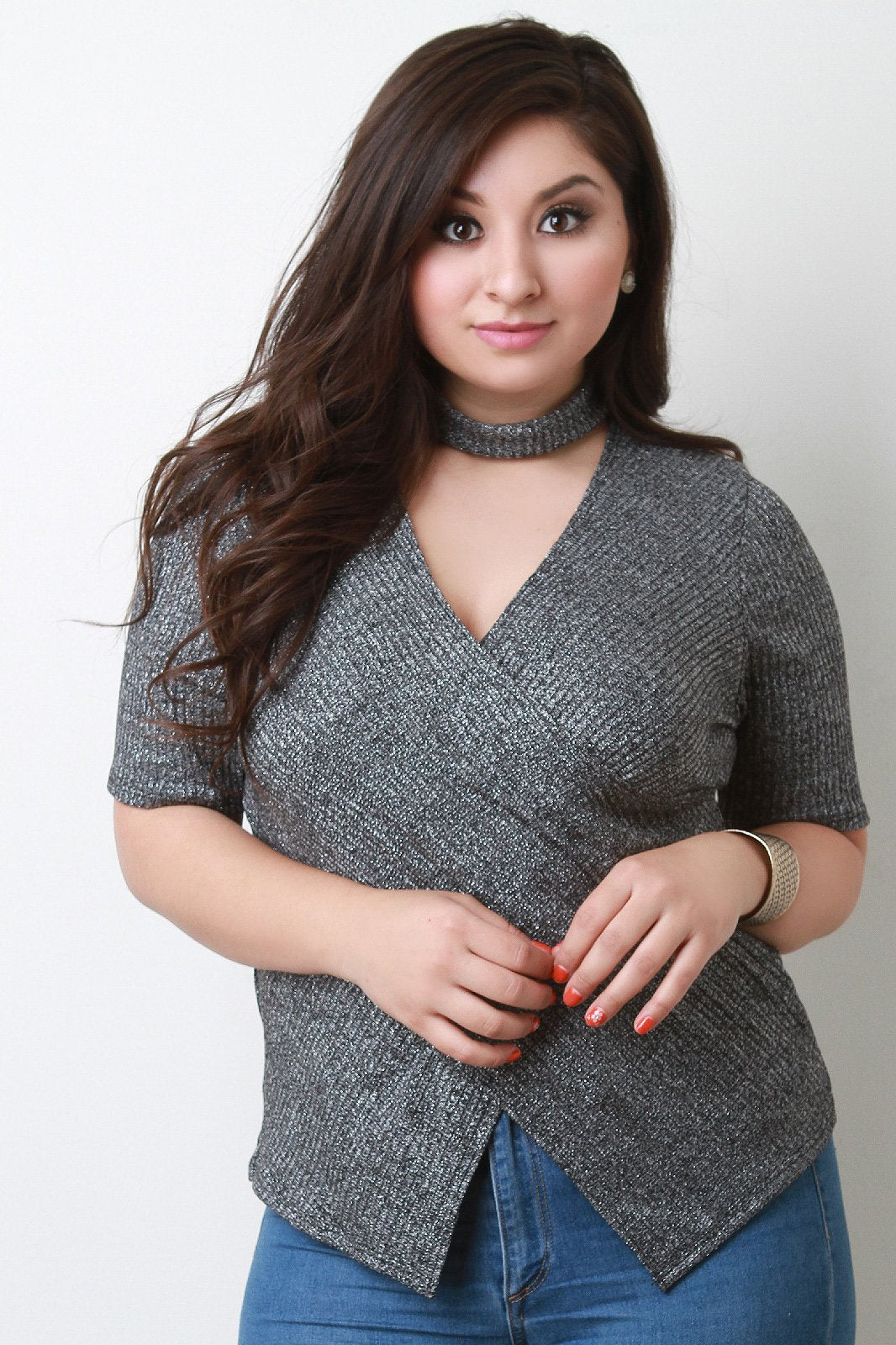 Shimmer Criss Cross Choker Top