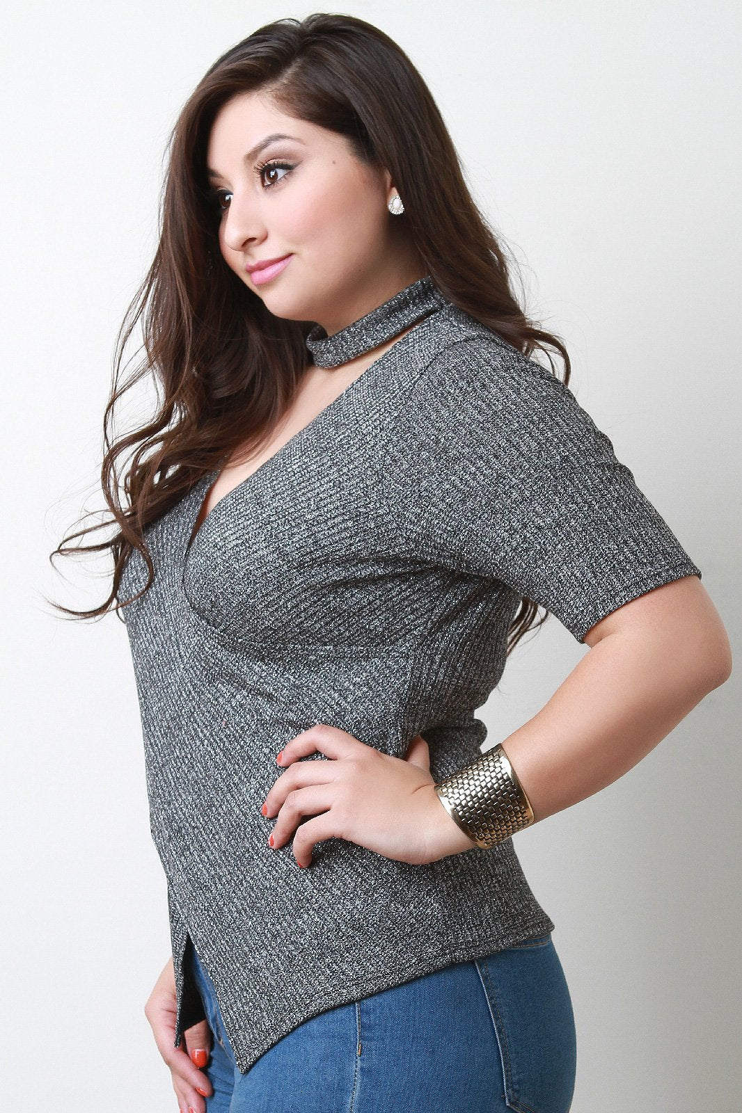 Shimmer Criss Cross Choker Top