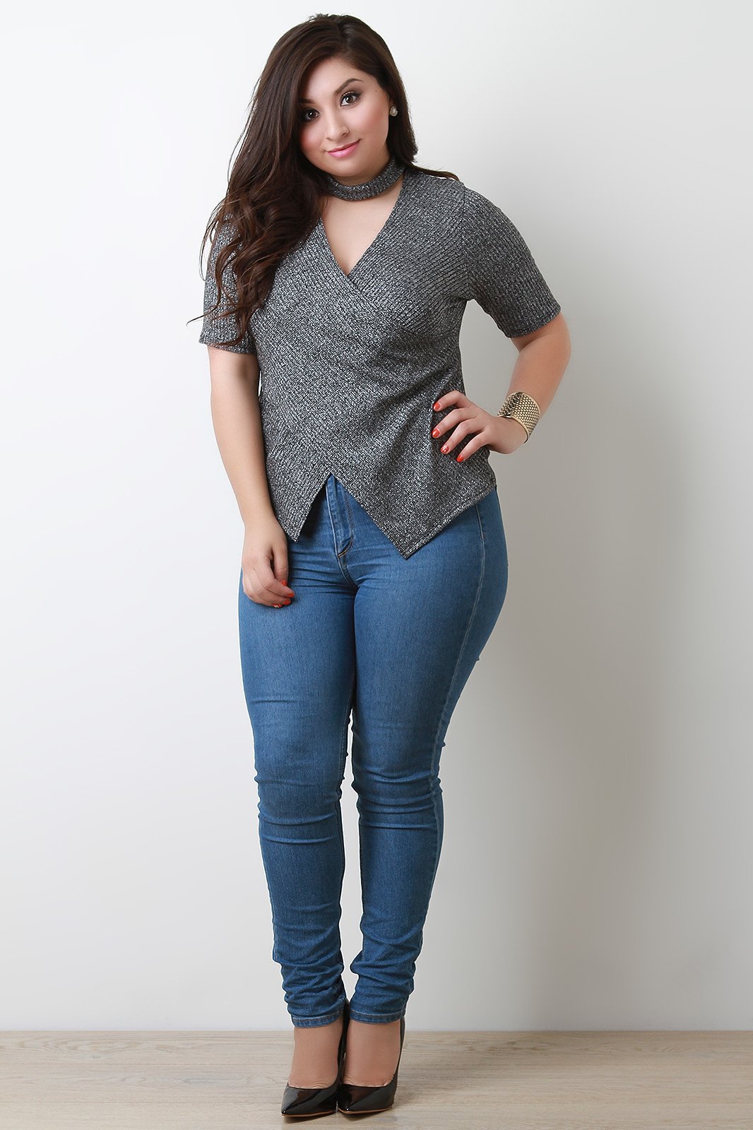 Shimmer Criss Cross Choker Top