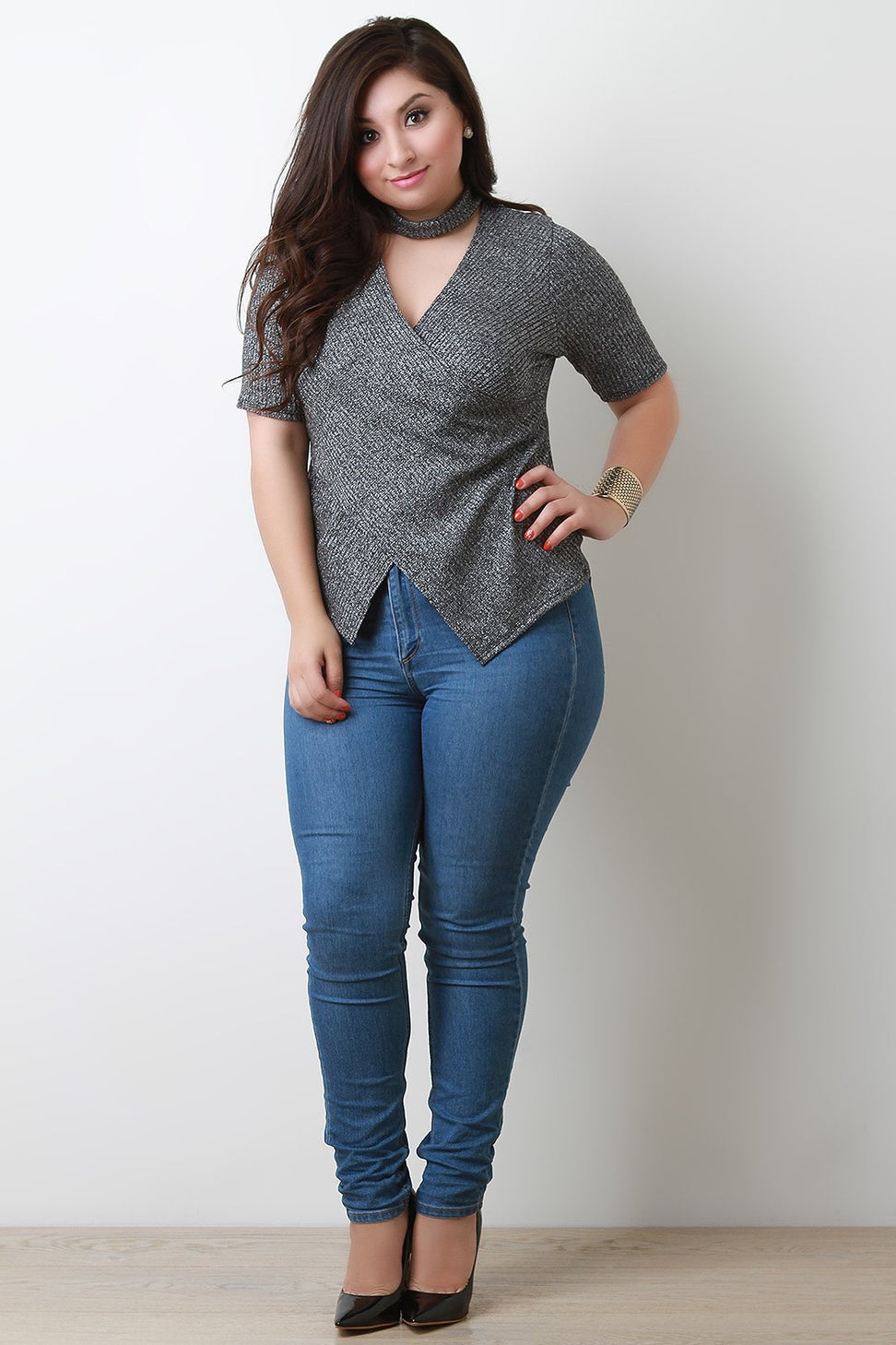 Shimmer Criss Cross Choker Top