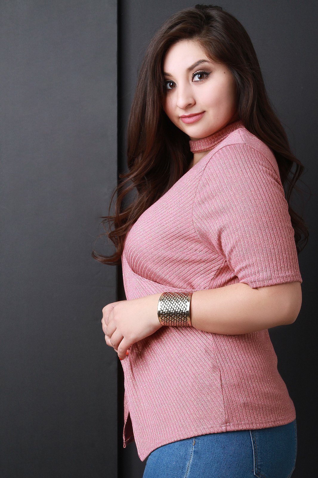 Shimmer Criss Cross Choker Top