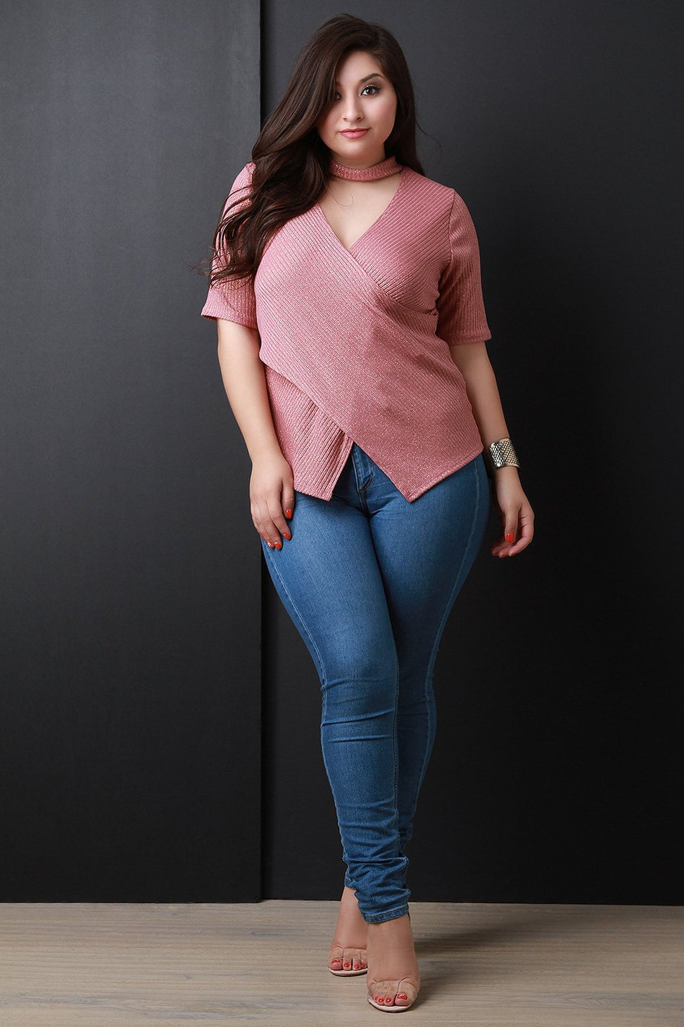 Shimmer Criss Cross Choker Top