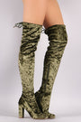 Liliana Velvet Chunky Heel Over The Knee Boots - NoveltyOne