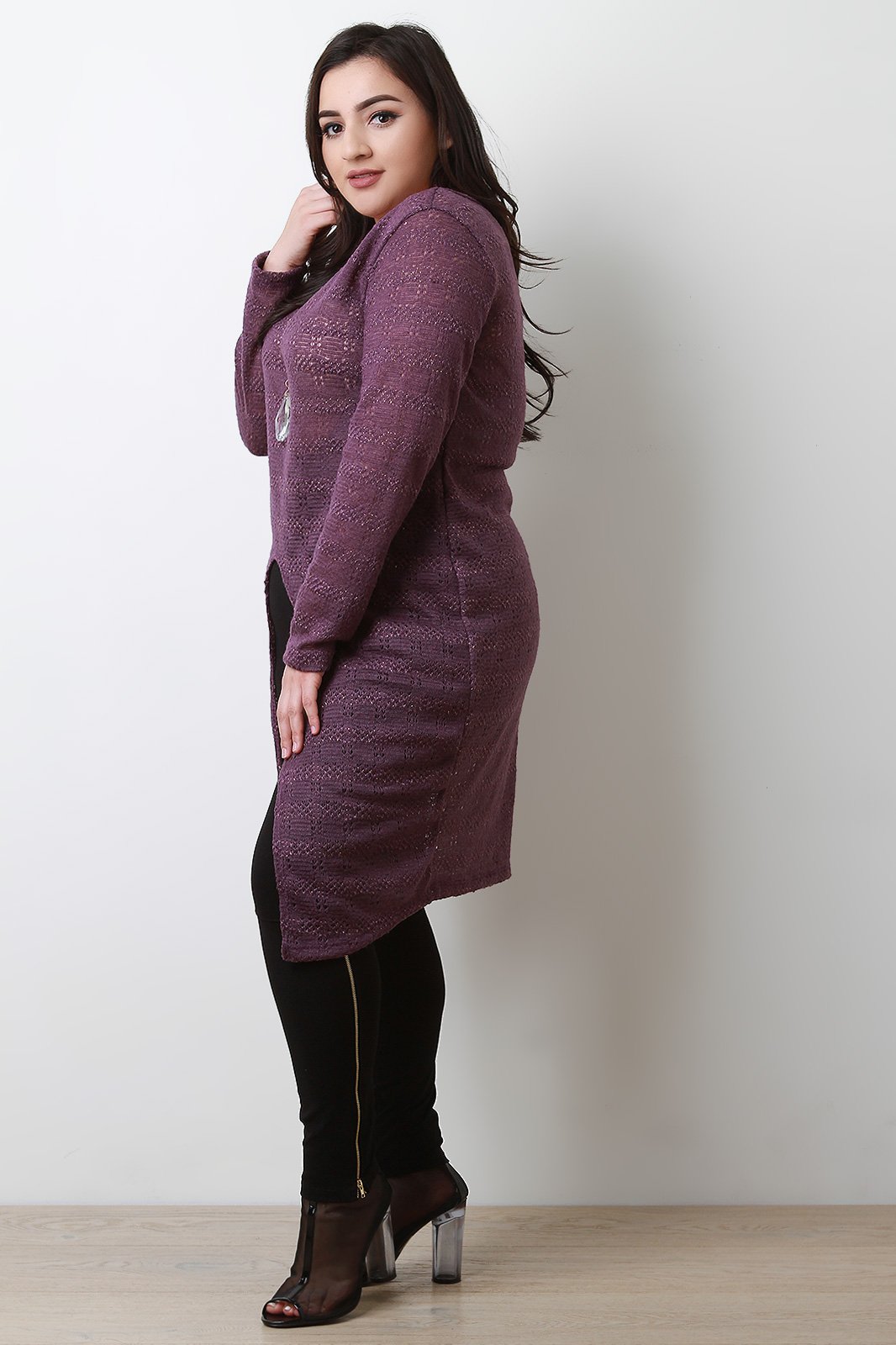 Sparkle Front Slit Maxi Sweater