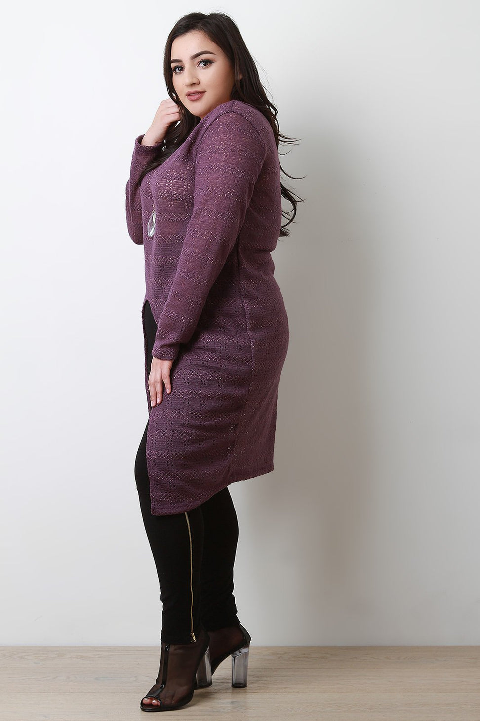 Sparkle Front Slit Maxi Sweater