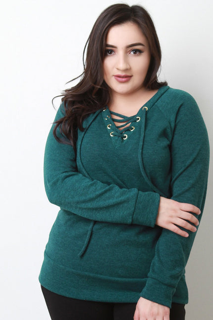 Grommets Lace Up Long Sleeves Top