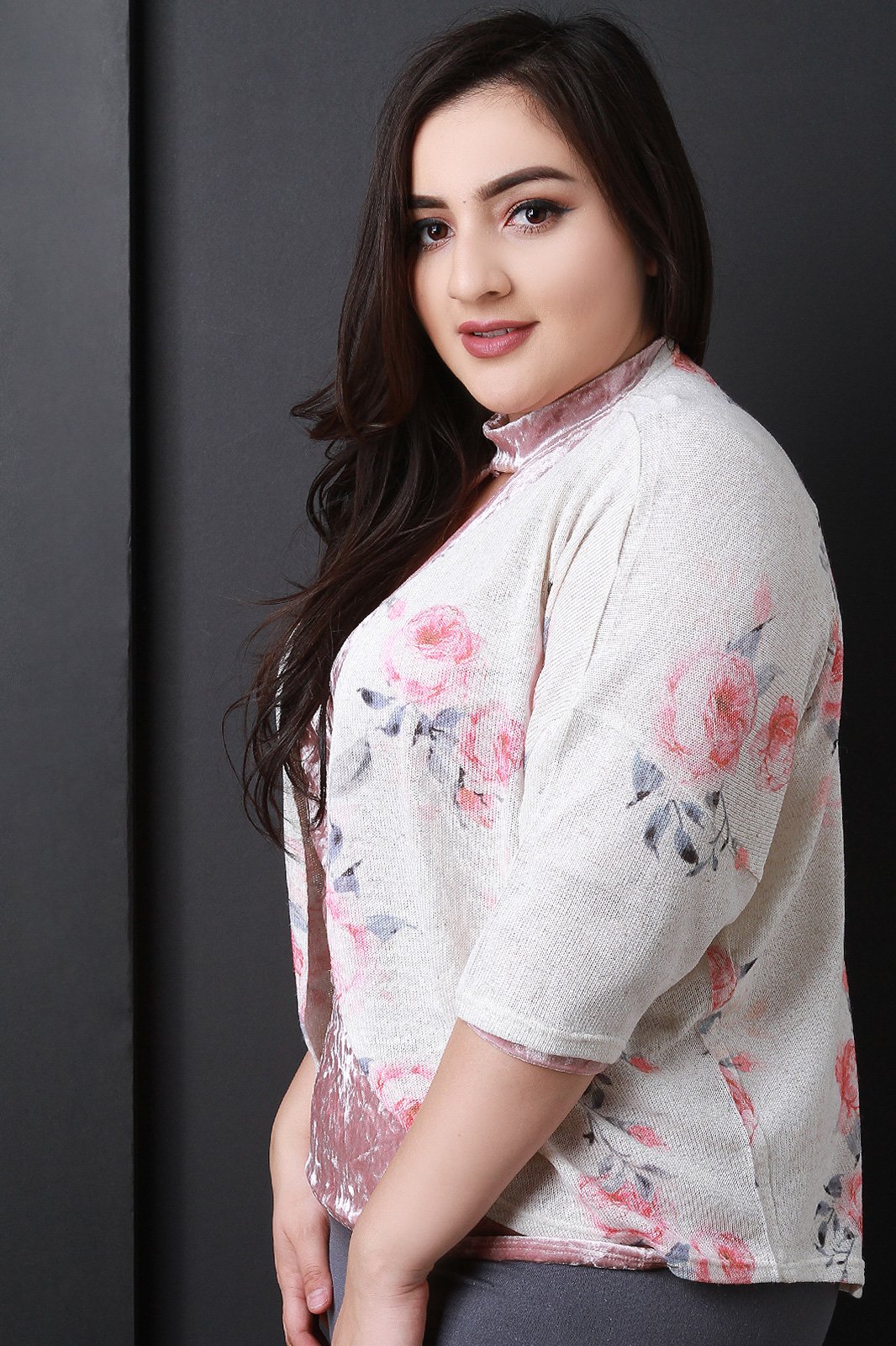 Knit Rose Print Cardigan