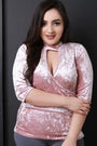 Velvet Keyhole Surplice Top