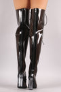 Clear Lace Up Chunky Heeled Over-The-Knee Boots
