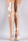 Clear Lace Up Chunky Heeled Over-The-Knee Boots