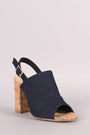 Denim Slingback Mule Cork Chunky Heel - NoveltyOne