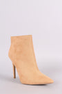Qupid Suede Pointy Toe Stiletto Booties