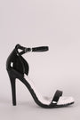 Qupid Ankle Strap Open Toe Patent Stiletto Heel