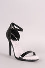 Qupid Ankle Strap Open Toe Patent Stiletto Heel