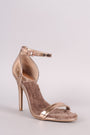 Qupid Ankle Strap Open Toe Patent Stiletto Heel