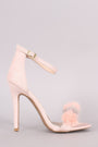 Qupid Lizard Pom Pom Band Ankle Strap Stiletto Heel