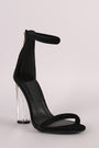 Velvet Ankle Strap Rounded Clear Heel