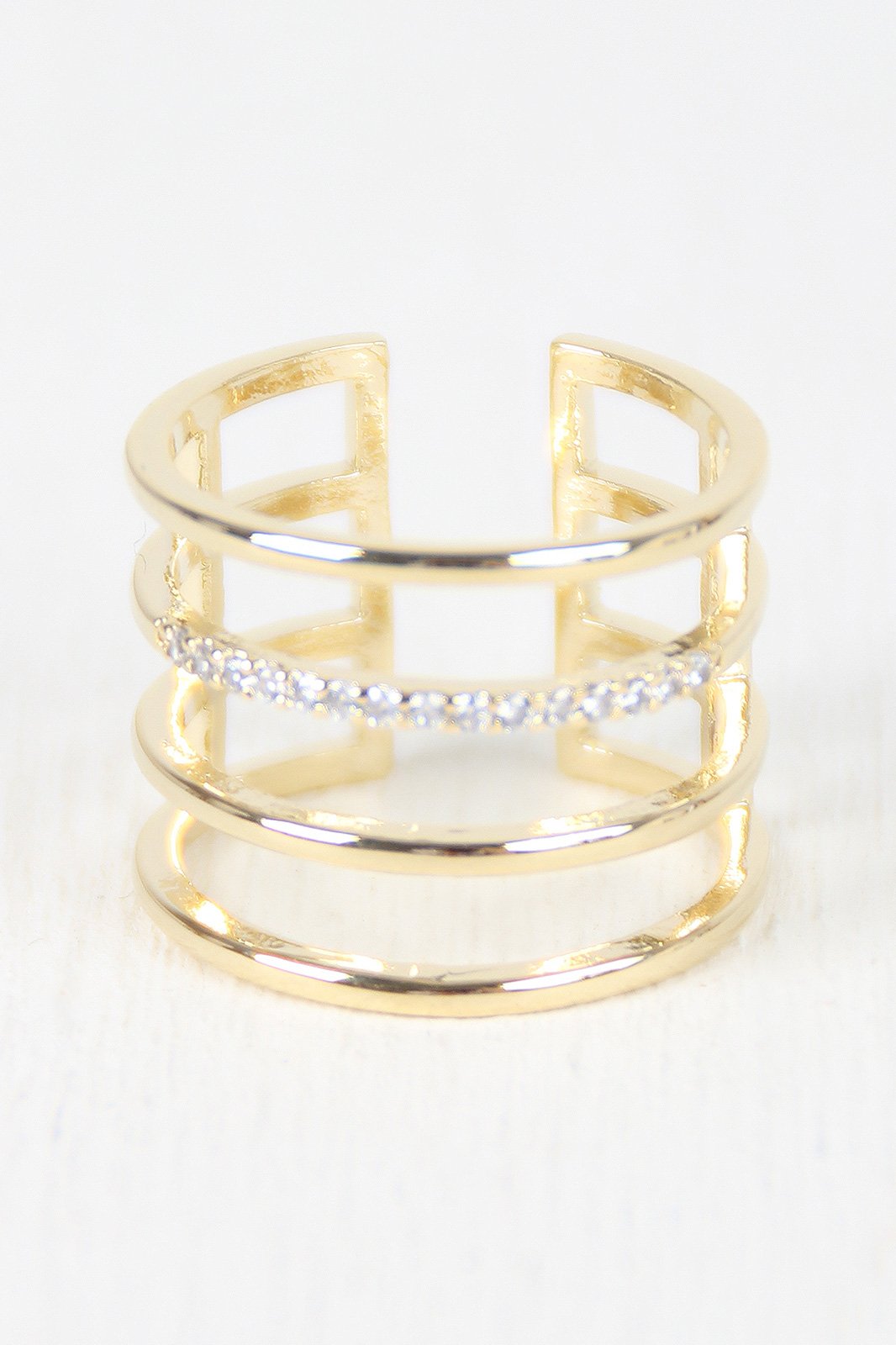 Four Bar Split Rhinestones Ring - NoveltyOne