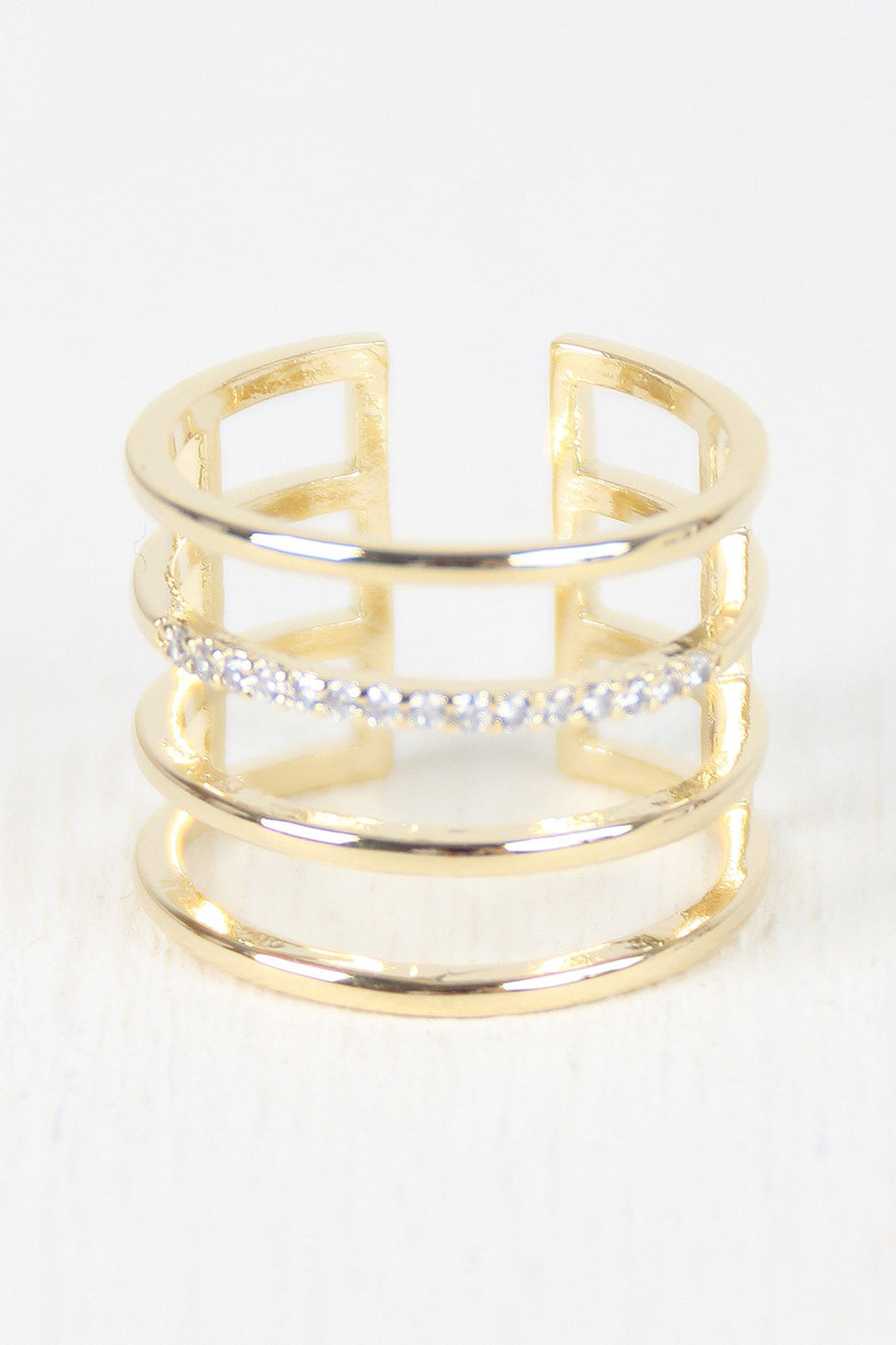 Four Bar Split Rhinestones Ring - NoveltyOne