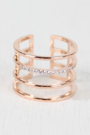 Four Bar Split Rhinestones Ring - NoveltyOne