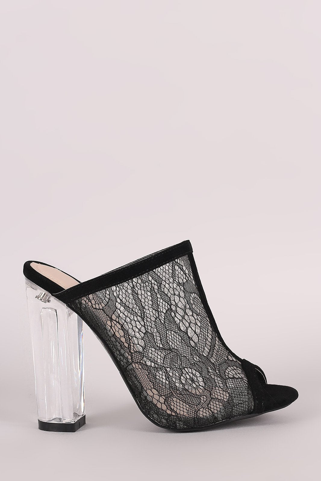 Shoe Republic LA Lace Mule Clear Heel