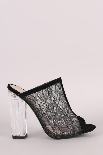 Shoe Republic LA Lace Mule Clear Heel