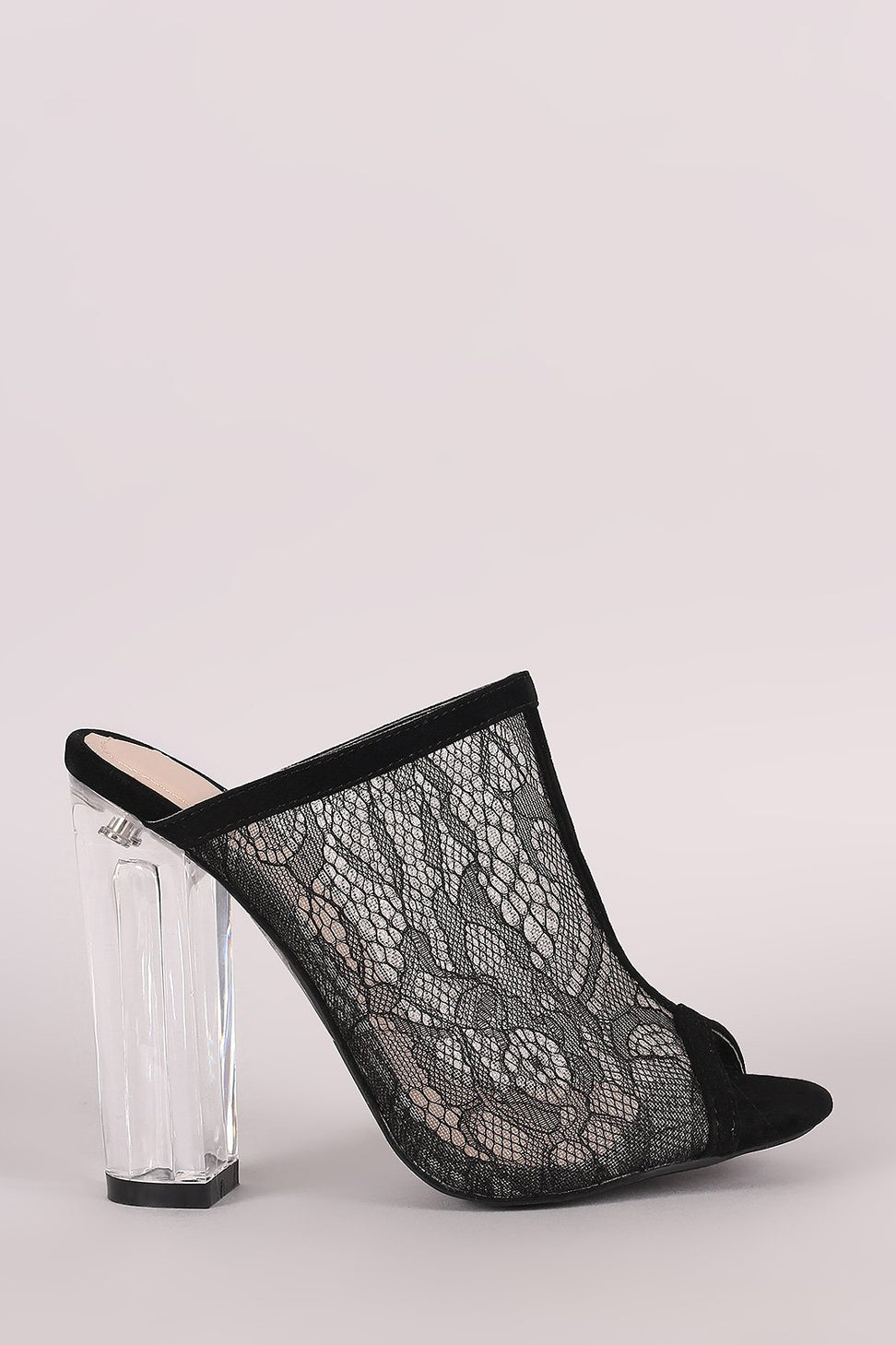 Shoe Republic LA Lace Mule Clear Heel